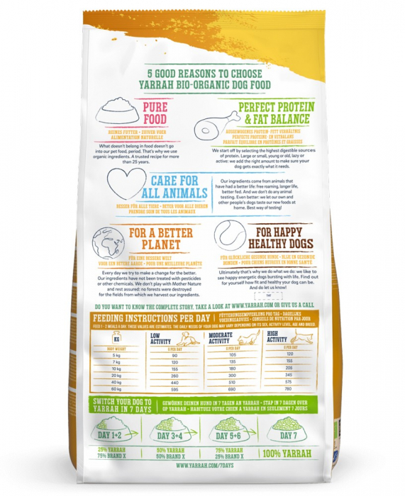 Hrana uscata bio pentru caini adult, cu carne de pui, 25% proteina si 13% grasimi, 2kg Yarrah [3]