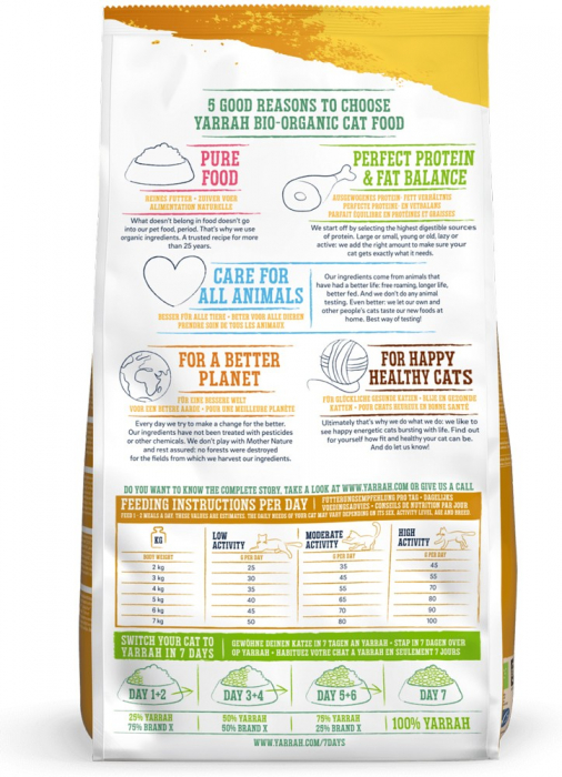 Hrana uscata bio pentru pisici adult, cu carne de pui, 30% proteina si 14% grasimi, 2.4kg Yarrah [3]