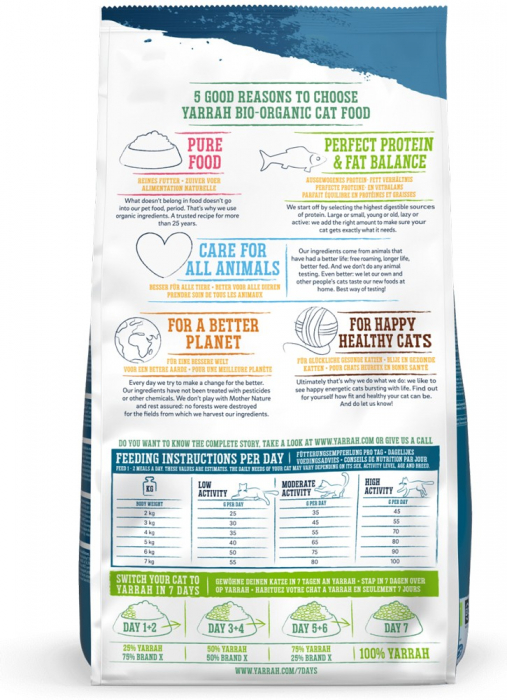 Hrana uscata bio pentru pisici adult, cu peste, 30% proteina si 13% grasimi, 800g Yarrah [3]