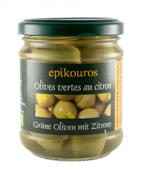 Masline verzi bio umplute cu lamaie, 190g Epikouros [1]