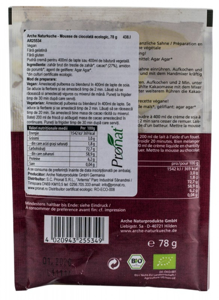 Mousse BIO de ciocolata, 78 g Arche Naturkche [2]