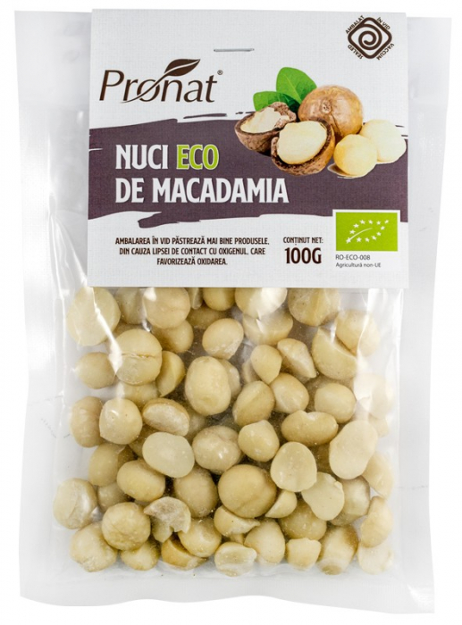 Nuci bio de macadamia crude 100g Pronat [1]