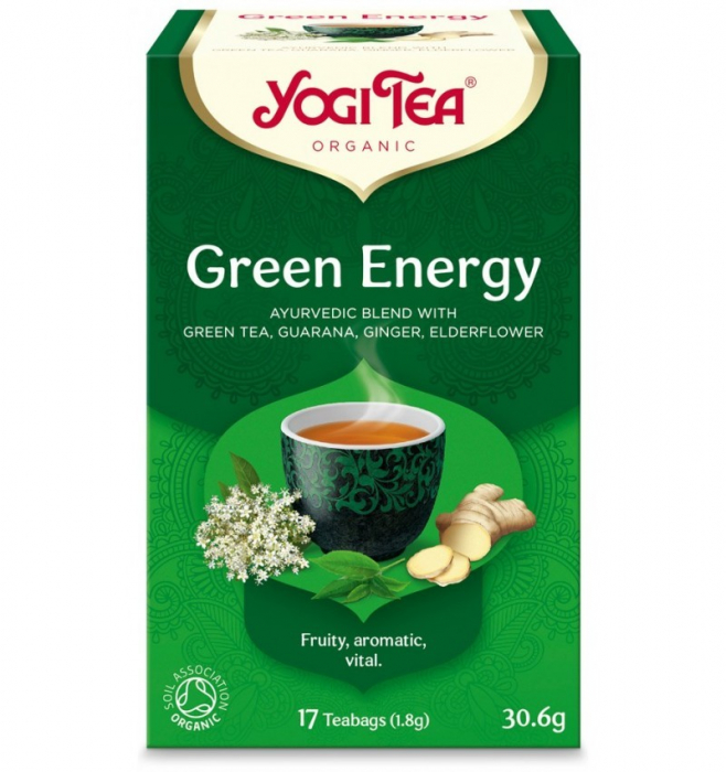 Oferta 1 x Ceai bio Energie Verde, 17 pliculete x 1.8g (30.6g) + 1x ceai bio matcha lemon, 17 pliculete 30.6g Yogi Tea [3]