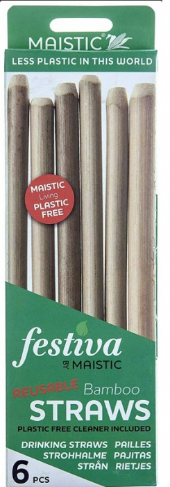 Pai din bambus pentru baut, plastic free, set 6 buc, Maistic [3]