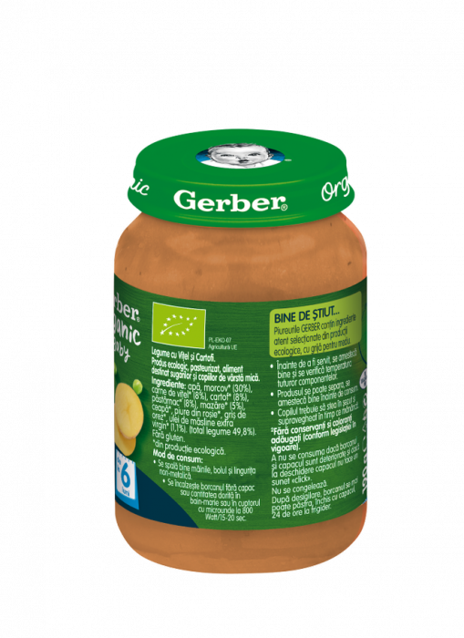 Piure Gerber Bio cu legume, vitel si cartofi fara gluten, 190 g [2]