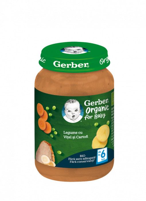 Piure Gerber Bio cu legume, vitel si cartofi fara gluten, 190 g [1]