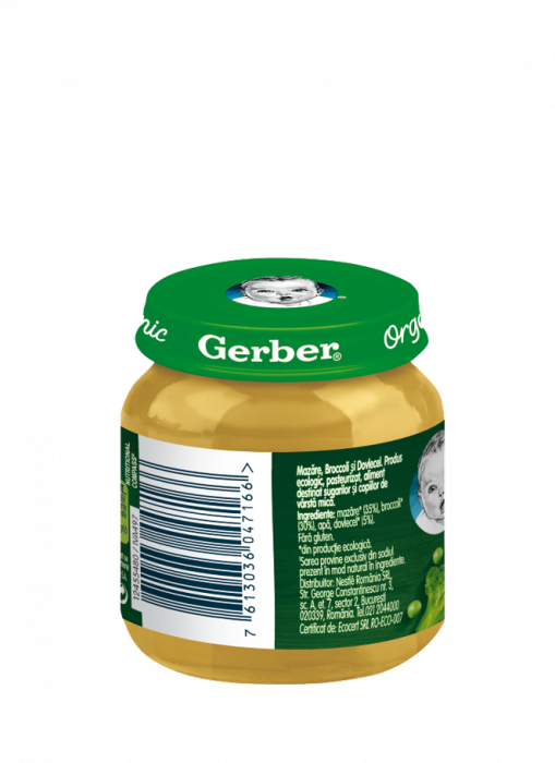 Piure Gerber Bio cu mazare broccoli si dovlecel fara gluten, 125 g [2]