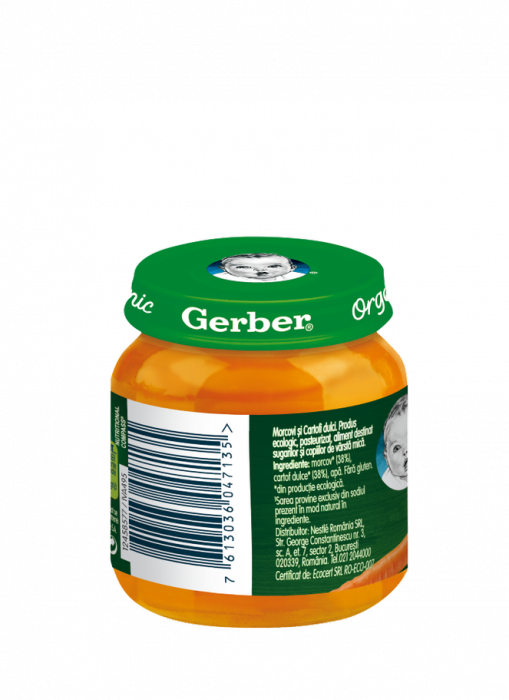 Piure Gerber Bio cu morcovi si cartofi dulci fara gluten, 125 g [2]