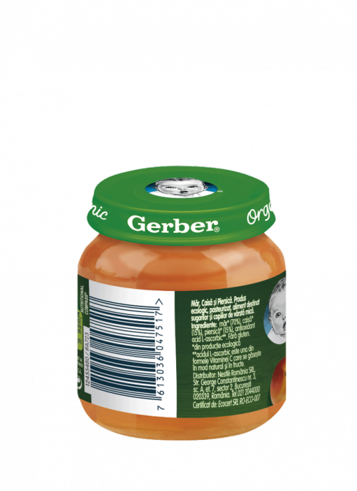 Piure Gerber bio cu mar, piersica, caisa, fara gluten, 125 g [2]