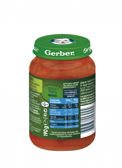 Piure Gerber Bio cu morcovi, rosii si curcan, fara gluten, 190 g [2]