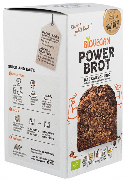 Premix bio pentru paine Power, fara gluten, 350g Biovegan [2]