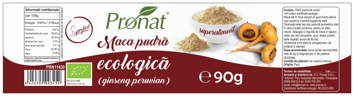 Pudra de maca bio, 90g Pronat [2]