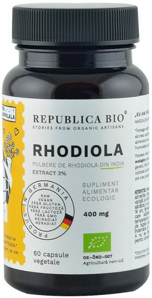 Rhodiola bio din India (400 mg) - extract 3%, 60 capsule (29,7 g) [1]