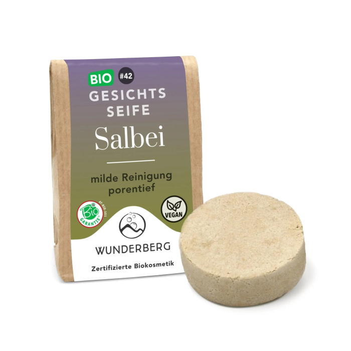 Sapun bio pentru fata cu salvie, 48g Wunderberg [1]
