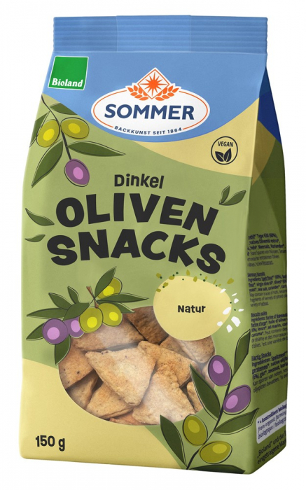 Snack bio din faina de grau spelta cu masline, 150g Sommer [1]