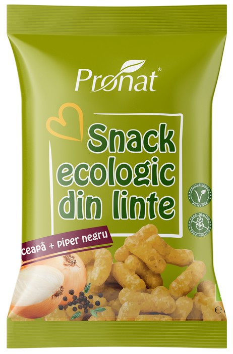 Snack bio din linte cu ceapa si piper negru, fara gluten, 60g Pronat [1]
