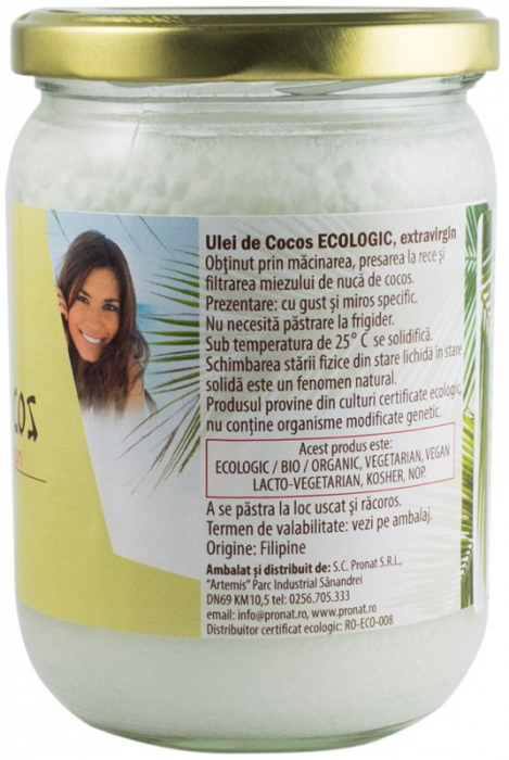 Ulei de cocos bio extravirgin, 500ml Pronat [3]