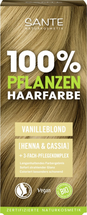 Vopsea bio pentru par, pe baza de plante, Blond vanilie, 100g Sante [2]