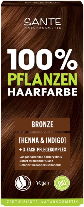 Vopsea bio pentru par, pe baza de plante, Bronz, 100g Sante [2]
