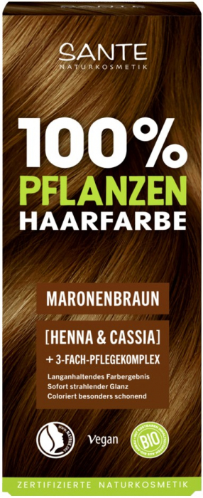 Vopsea bio pentru par, pe baza de plante, castaniu-maroniu, 100g Sante [2]