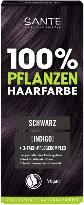 Vopsea bio pentru par, pe baza de plante, negru, 100g Sante [1]