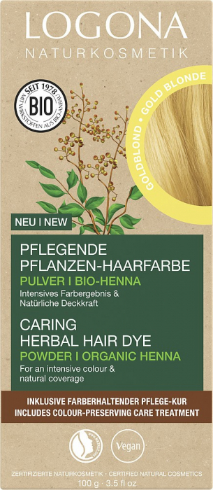 Vopsea de par bio pe baza de plante, 100g blond auriu Logona [4]