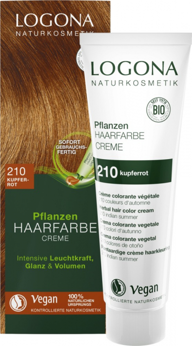 Vopsea de par crema, Rosu cupru 210, 150ml Logona [1]