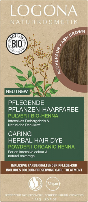 Vopsea de par pulbere, pe baza de plante, saten cenusiu, 100g Logona [2]