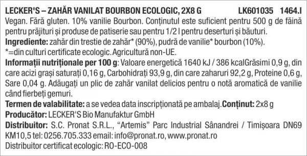 Zahar vanilat Bourbon, bio, 2x8 g Lecker's [2]