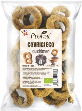 Snacksuri - Covrigi bio cu chimen 100g Pronat