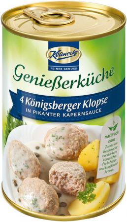 Produse din carne - 4 chiftele din carne de porc in sos picant de capere, 400g Keunecke