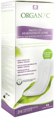 Igiena intima - Absorbante Ultra subtiri pentru incontinenta, din bumbac organic, 24 buc Organyc