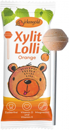Bomboane, Caramele si Jeleuri - Acadea din xylitol cu portocale, 6g Birkengold