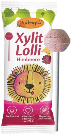 Bomboane, Caramele si Jeleuri - Acadea din xylitol cu zmeura, 6g Birkengold