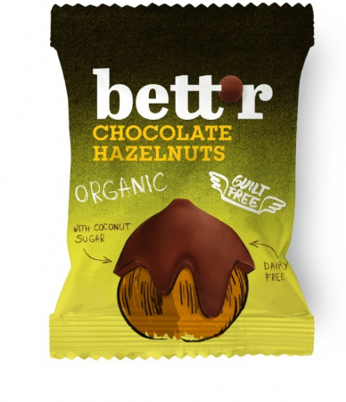 Fructe si seminte in ciocolata - Alune de padure invelite in ciocolata eco 40g Bettr