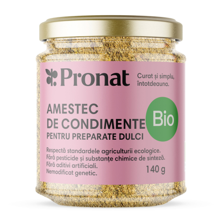 Mixuri, condimente si mirodenii - Amestec de condimente bio pentru preparate dulci, 140g Pronat