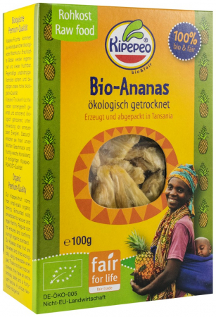 Tendinte - Ananas bio si fairtrade, bucati uscate, 100g Kipepeo