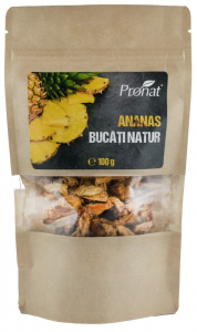 Alimente - Ananas bucati natur, 100g Pronat