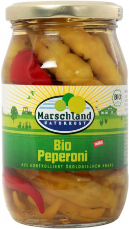Alimente - Ardei iute mediu in otet de mere bio 320g / 150g Marschland Naturkost