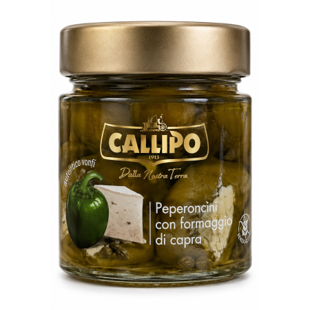 Alimente - Ardei verzi peperoncini n ulei de masline umpluti cu brnza de capra, 225g Callipo