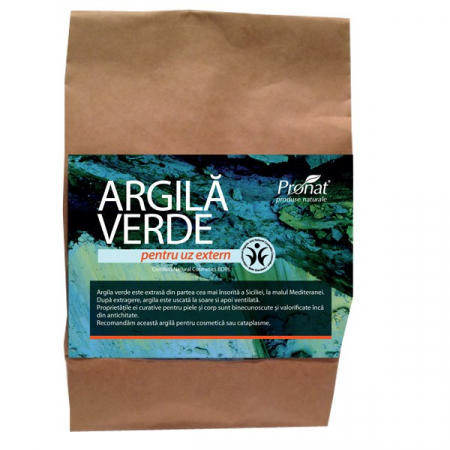 Remedii - Argila verde fina, pentru uz extern, 500g Argital Pronat
