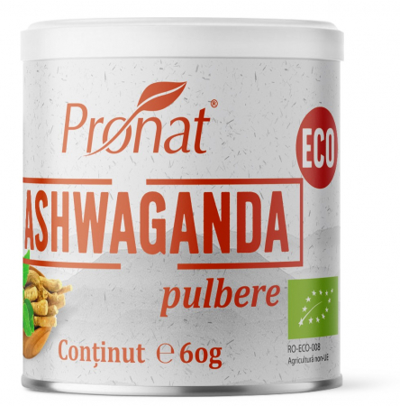 Ceaiuri, Cafea si Inlocuitori - Ashwaganda bio pulbere, 60g Pronat