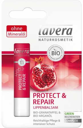 Ingrijire personala - Balsam de buze reparator bio cu rodie si ulei de argan, 4.5g Lavera