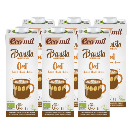 Alimente - Barista, bautura bio vegetala de ovaz, pentru cafea, 1L Ecomil x 6