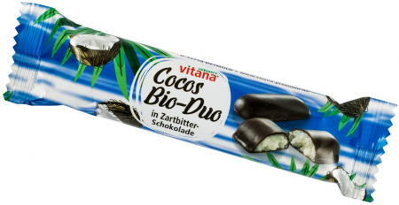 Alimente - Batoane bio de cocos in ciocolata neagra, 40g Vitana
