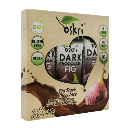 Snacksuri - Batoane bio din smochine cu ciocolata neagra, 3x45g Oskri