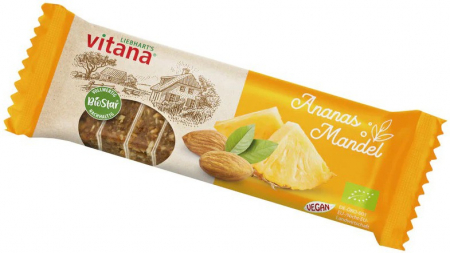 Alimente - Baton bio cu ananas si migdale, 60g Vitana
