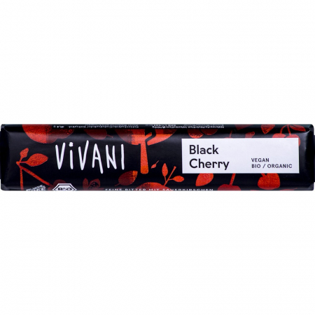 Dulciuri bio - Baton de ciocolata amaruie cu visine VEGAN