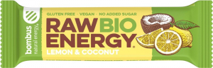 Snacksuri - Baton energizant bio, Raw Energy, cu lamaie si nuca de cocos 50g Bombus