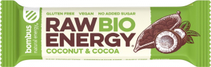 Snacksuri - Baton energizant bio, Raw Energy, cu nuca de cocos si cacao 50g Bombus